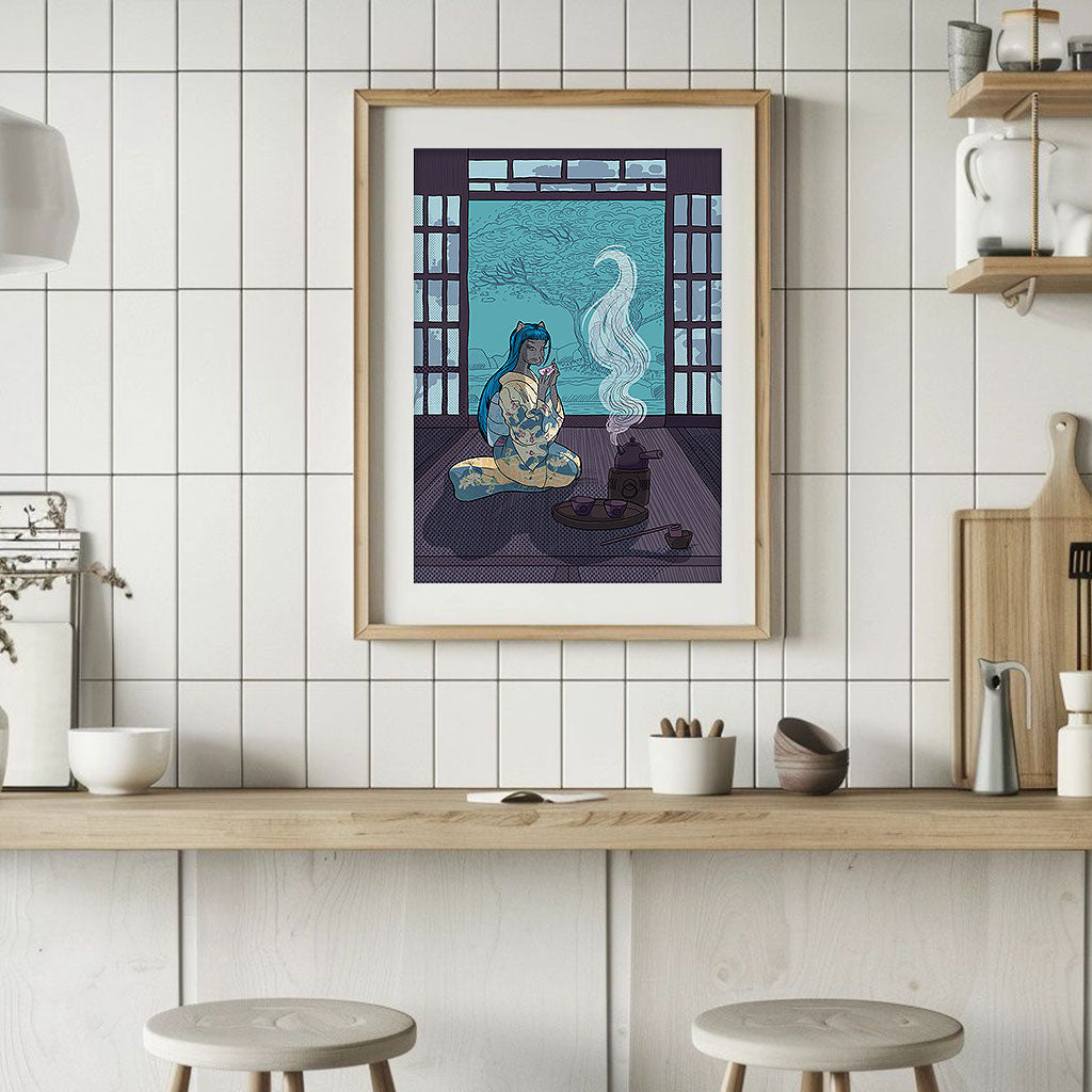 Fine Art Print, Tea House Cat