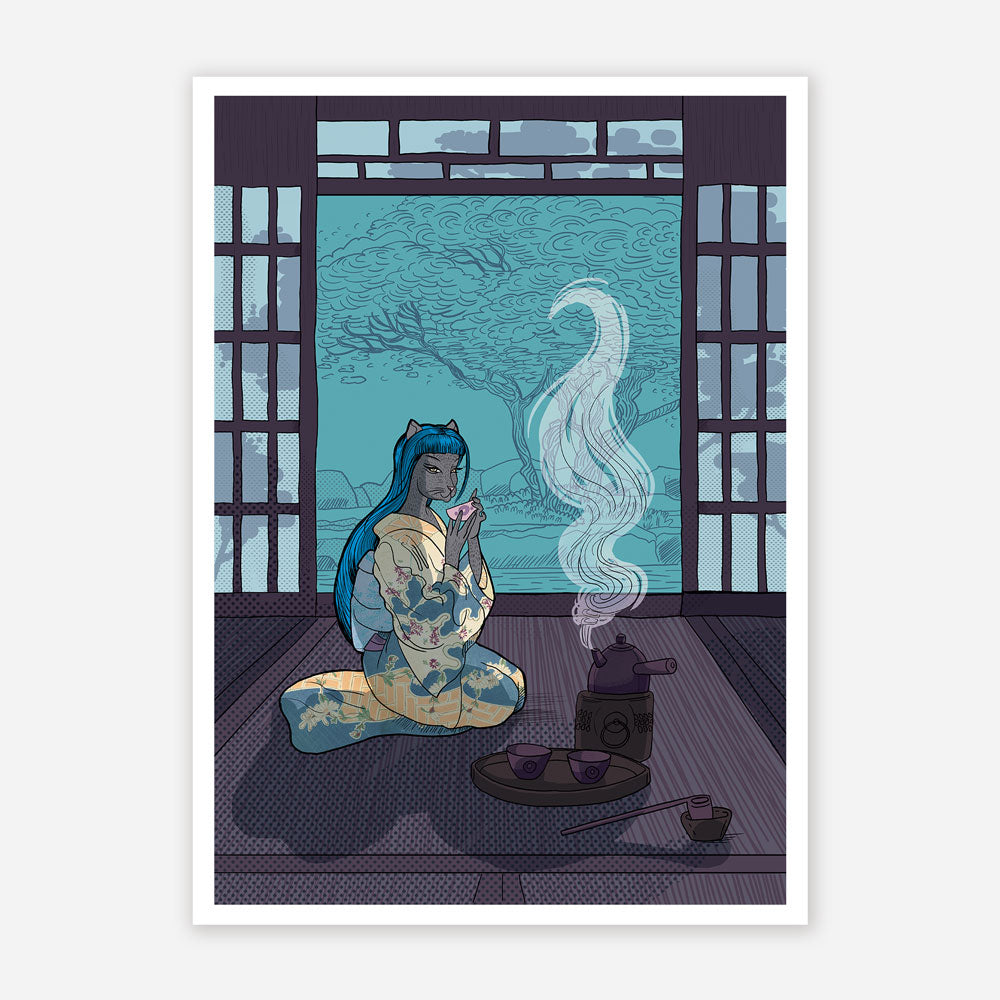 Fine Art Print, Tea House Cat