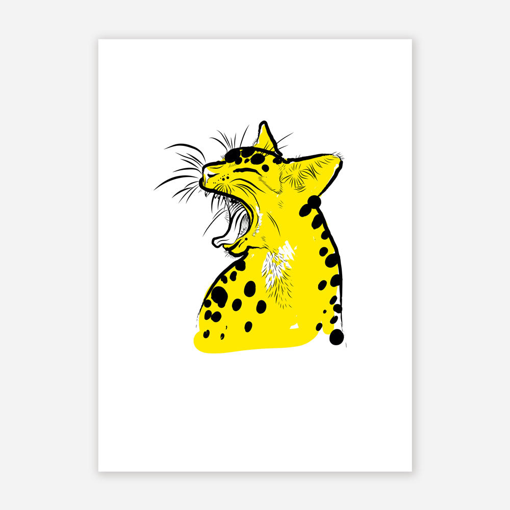 Handarbeit, Siebdruck, gelbe Katze, Freche Katze, Katzenliebe, handgerakelt, Kunstdruck,